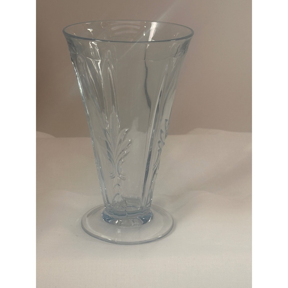 Fostoria Baroque Azure Blue Footed Tumblers 6 inch Glass Set of 3 - Picture 3 of 14